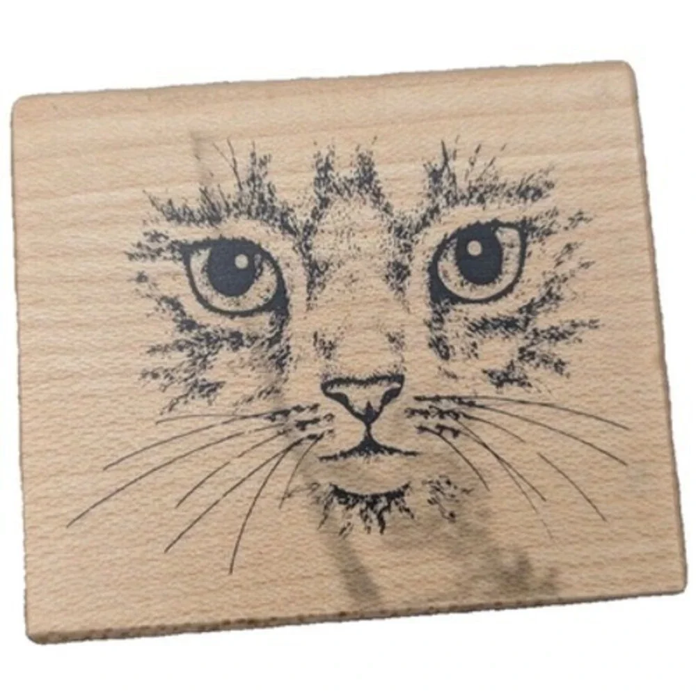 PSX Designs Cat Kitty Face E951 1999 Rubber Stamp Wood #i6